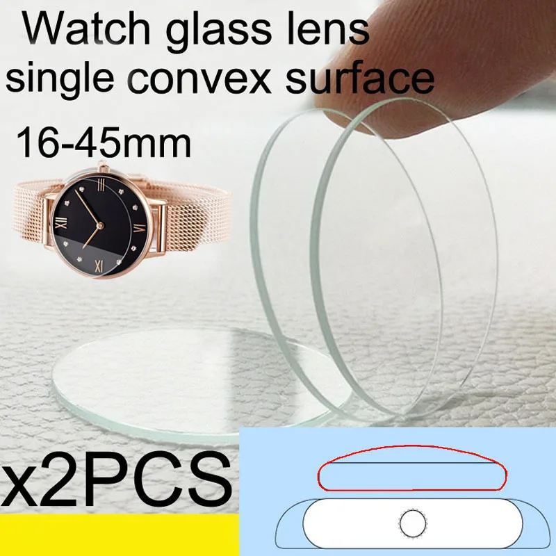 2PCS 1mm Thick Single Dome Watch Crystal Diameter 16mm-45mm Transparent Mineral Watch Glass Lens Mirror Repair Part 31 32mm 38mm