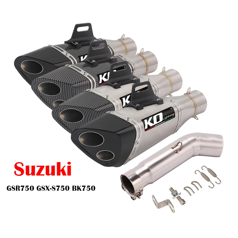 

Slip On Exhaust System 51mm Motorcycle Middle Link Pipe Dual Outlet Muffler Vent Tip Stainless For Suzuki GSR750 GSX-S750 BK750