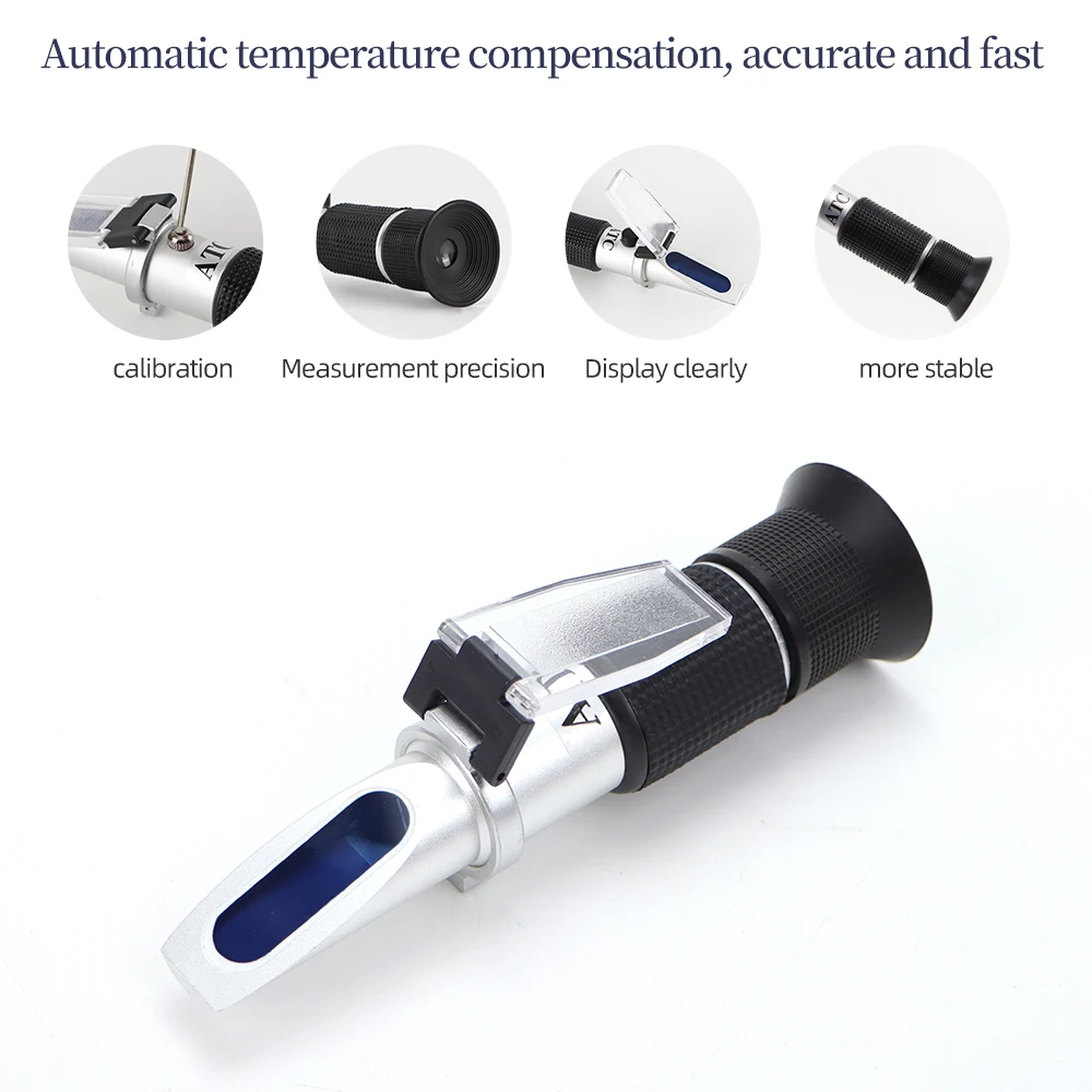Refratômetro portátil do ATC Brix com caixa, medidor da concentração, açúcar, mel, fruto, suco, apicultura, 0 ~ 50%