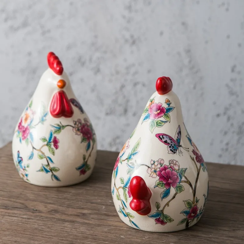 Retro Ceramic Painted Rooster Handicrafts Living Room Entrance Home Decoration 2026 Статуэтки Кошек تحف كبيره للمنزل view 4