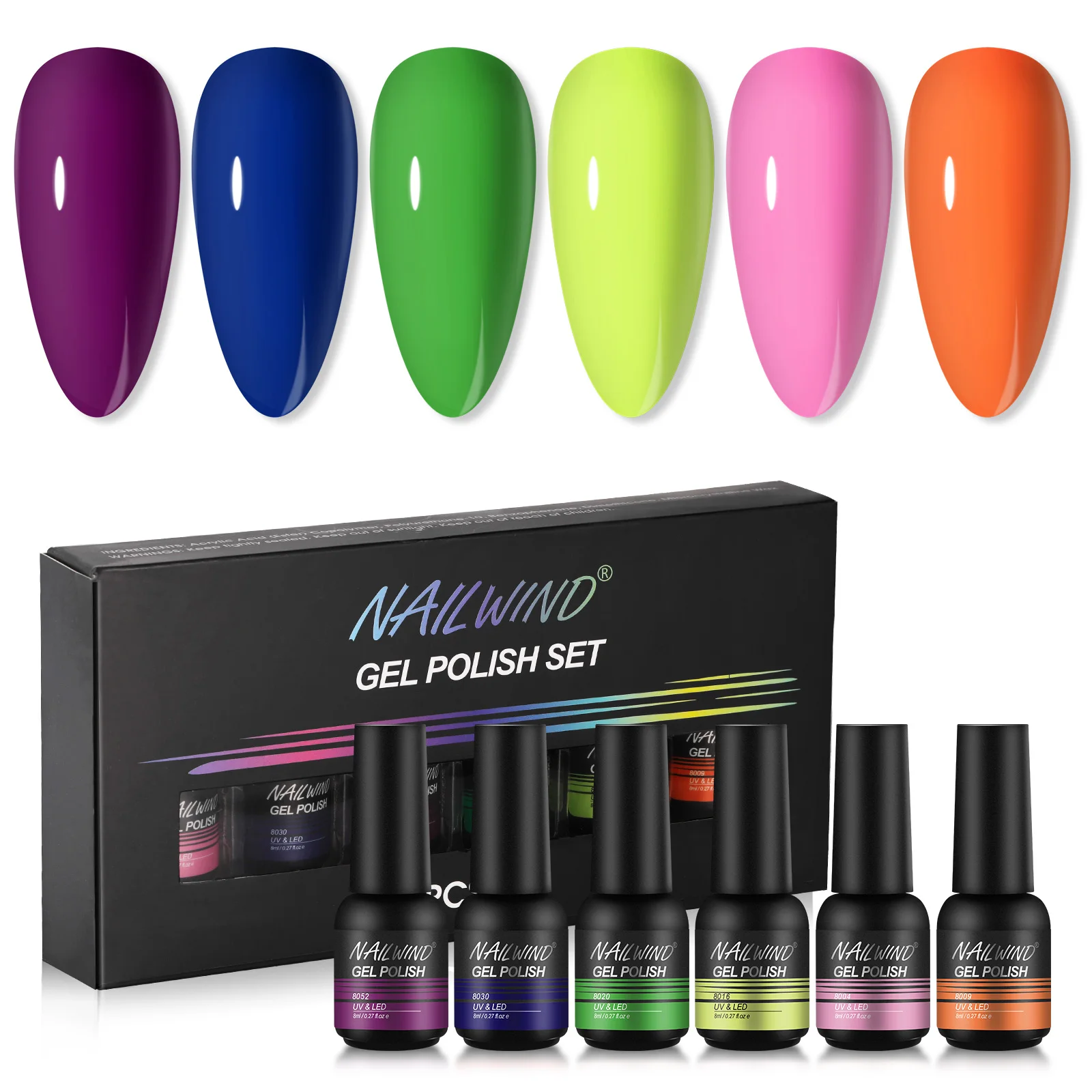 NAILWIND Gel Polish 6Pcs/Set Hybrid Semi Permanent UV LED Base Top Coat Nail Gel For Nail Art Manicure Kit Gel Polish