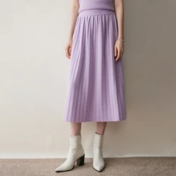 2025 New Arrival Autumn and Winter 100% Cashmere Skirt Women's High Waist Skirt Fashion Soft Quanlity Elastic Knit Girl Skirt