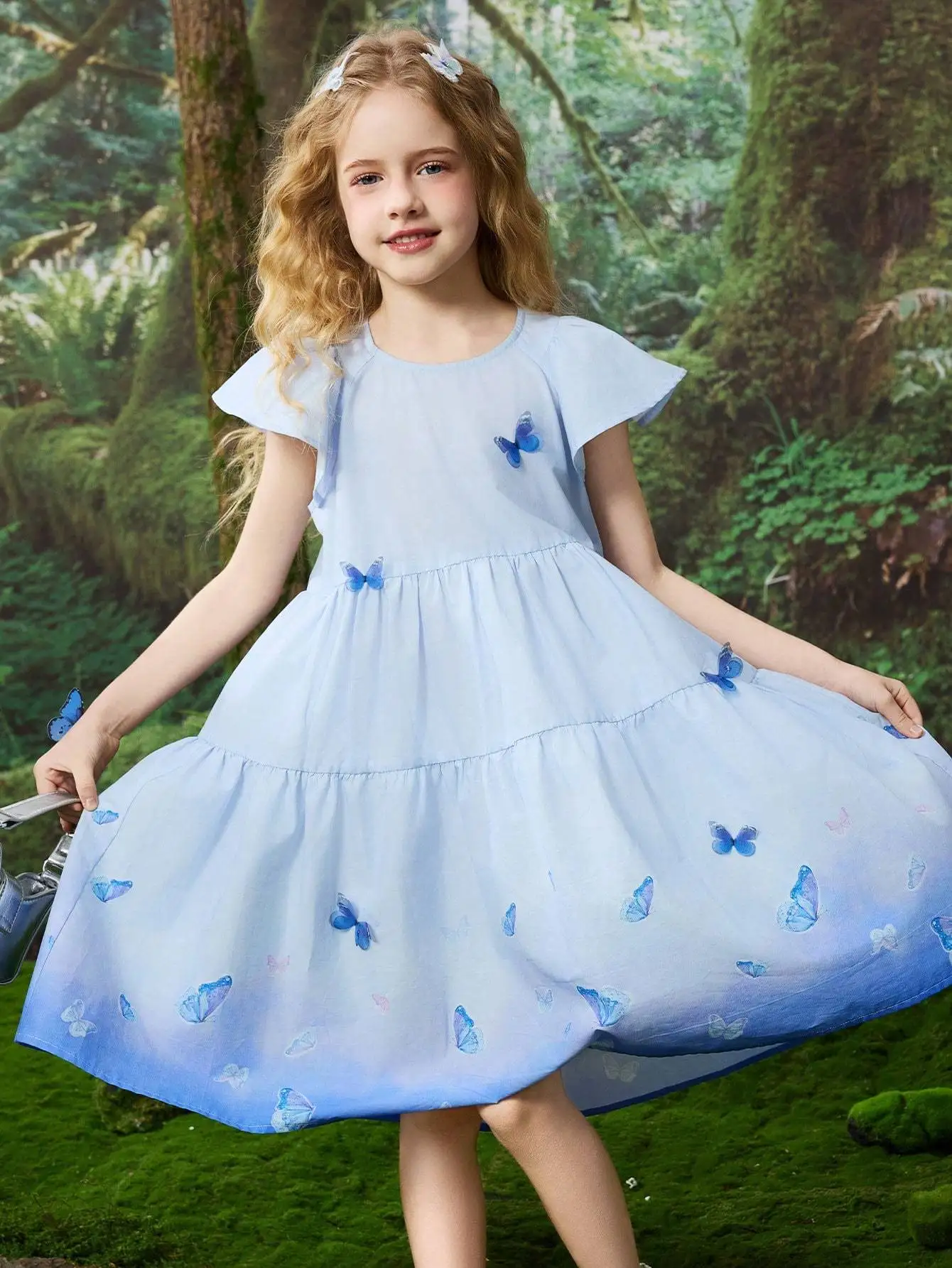 فستان الأميرة الصيفي بأكمام طائرة صغيرة من Tween Girls، تغيير تدريجي على شكل فراشة #1