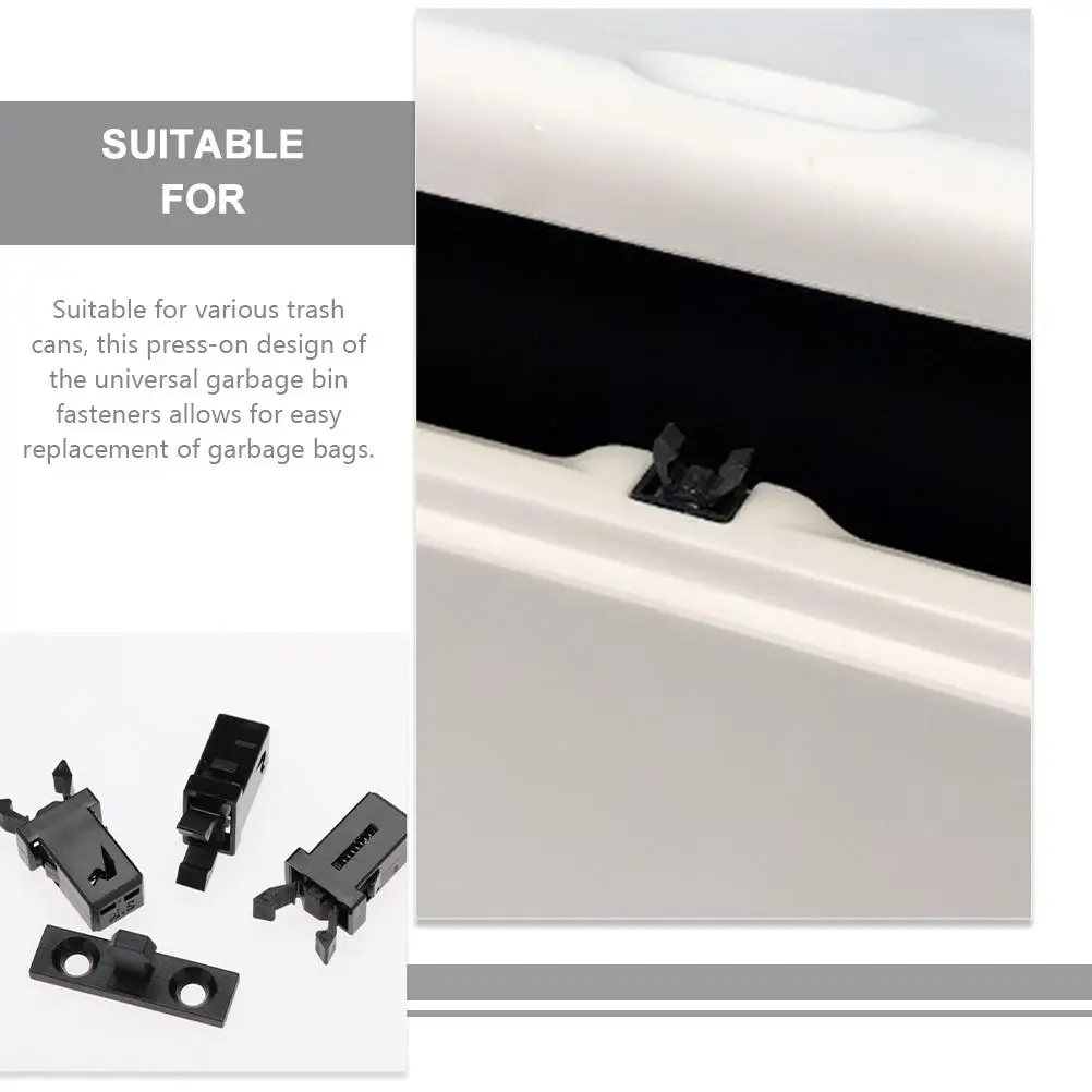24 Pcs Trash Can Lock Buckle Bins Waste Plastic Universal Push Spring Latch Garbage Locks Black White Clips Easy Install