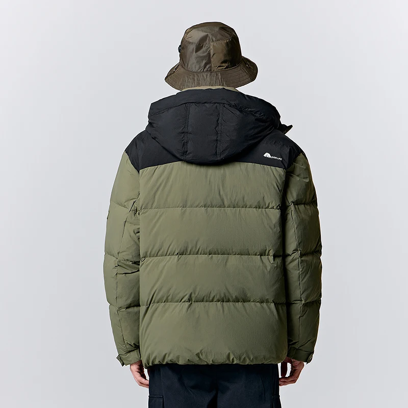 Jaqueta masculina com capuz semir, combinando cores, solta, de deslocamento diário, moda casual, nova marca, inverno, 2023