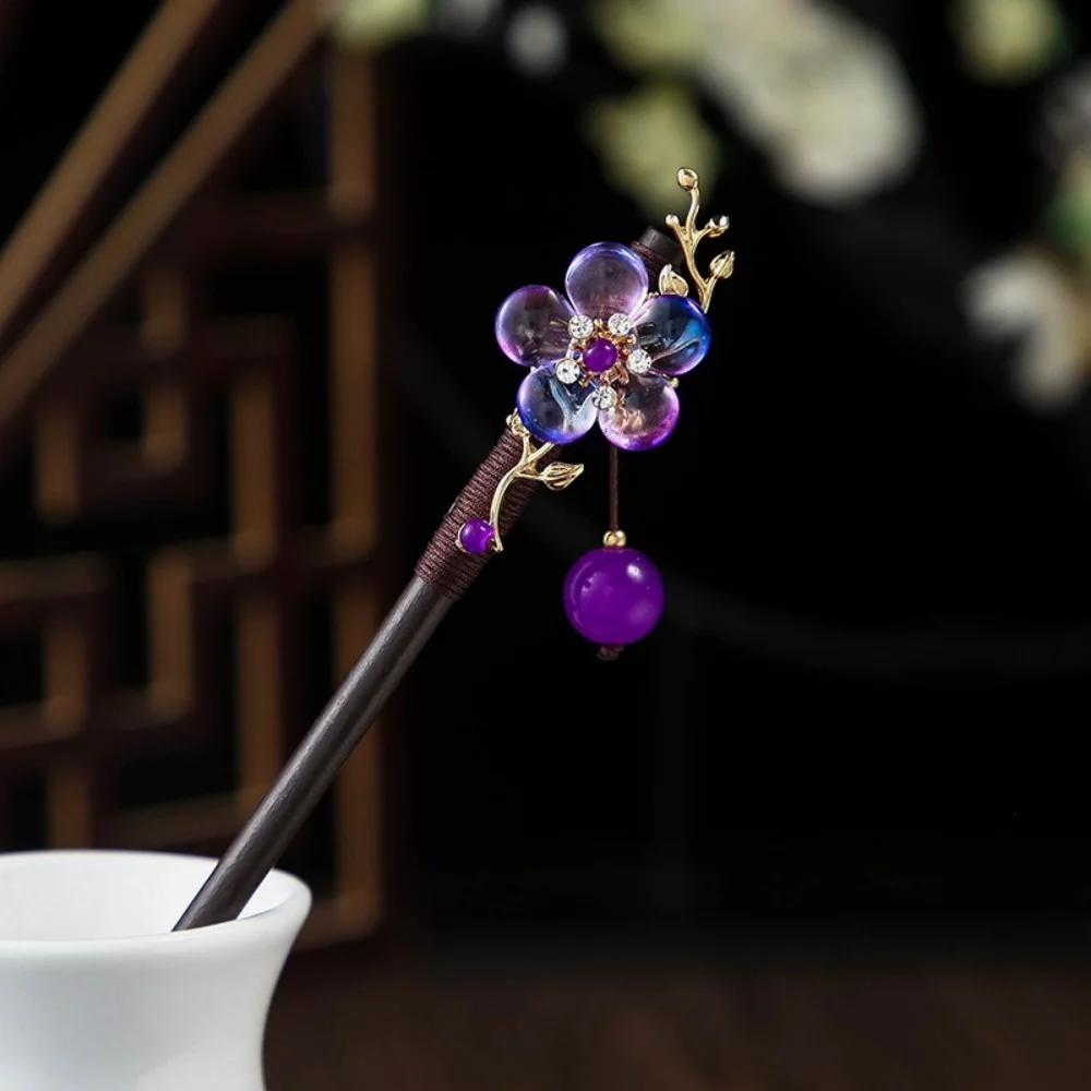 Blumenquasten-Haarnadel im Retro-Chinesischen Stil, Handgefertigter Blumen-Haarstab, Vintage Haarstyling-Accessoires für Mädchen und Frauen, Hanfu-Haardekoration – Detail 1