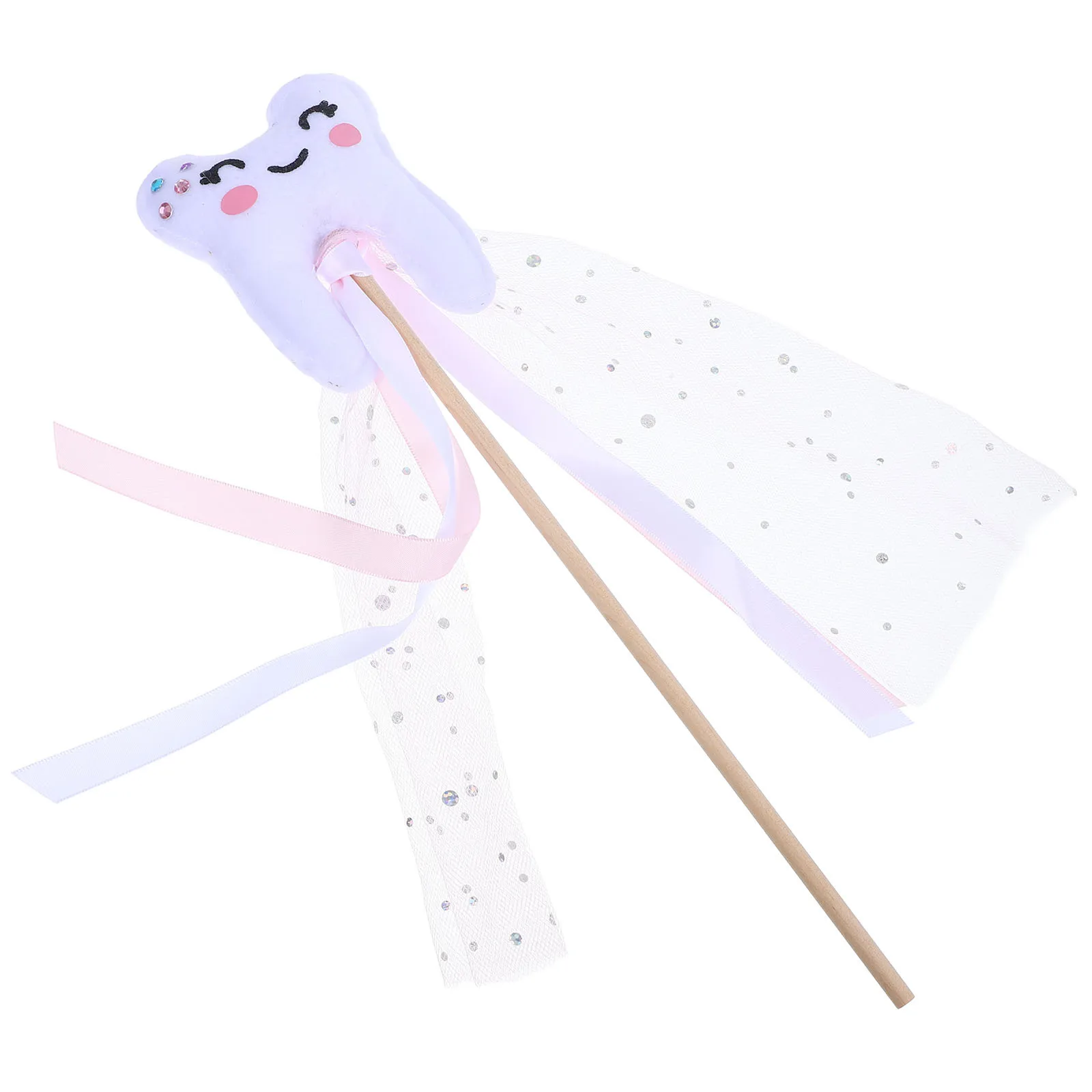 

Lovely Fairy With Ribbon Novelty Angel Teeth Wand Kids Party Decoration Stage Performance Prop Costume Accessory Lightweight