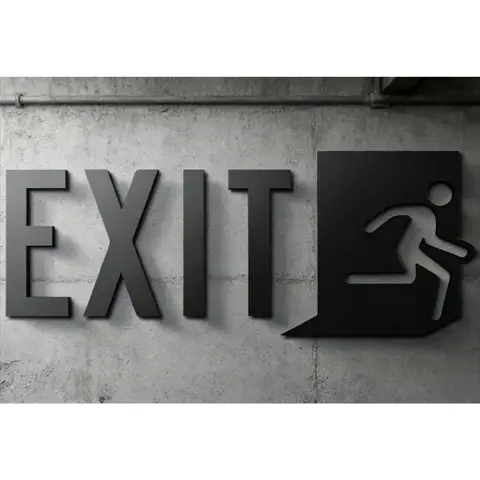 3D Acrylic Exit Sign Self-Adhesive Minimal Emergency Door Wall Plaque Sticker Decor for Hotel Restaurant Office Home Shop