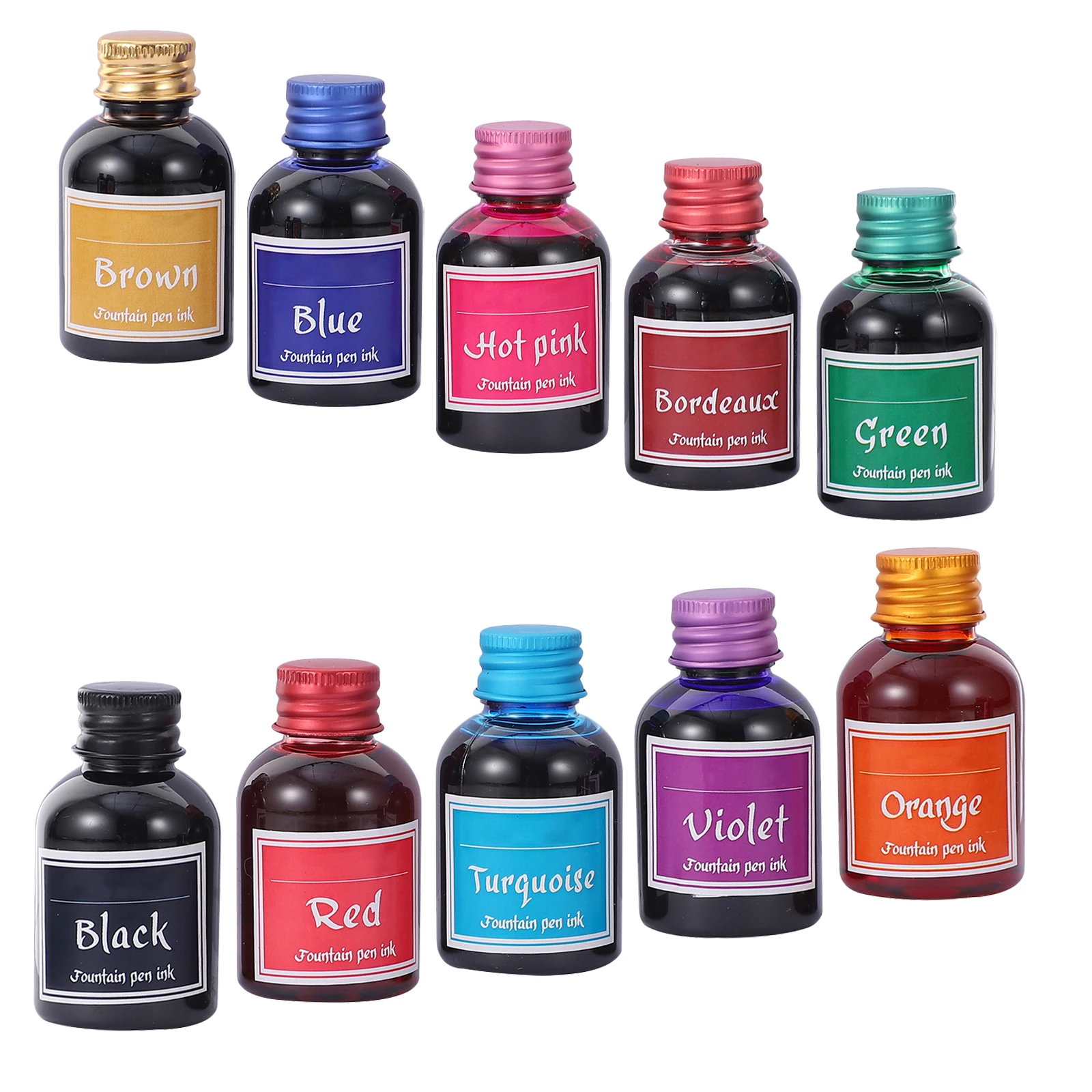 10 زجاجات قلم الخط الحبر نافورة تراجع القلم الحبر غير الكربون رسم الحبر لون نقي الكتابة اللوحة الأحبار لوازم الخط
