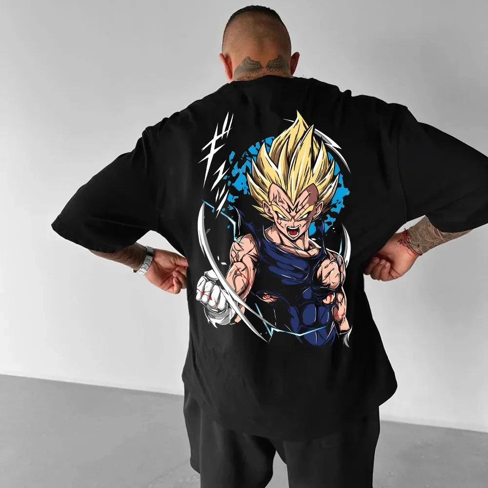 Dragon Ball Heren T-shirt Vegeta Zomer Japan Anime Tee Lente en Herfst Jongens Veelzijdige Niche Korte mouwen Ouder-kind Slijtage