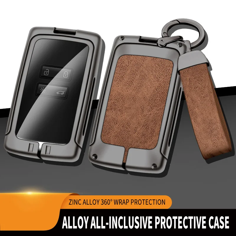 Zinc Alloy Leather Car Key Cover For Renault Koleos Kadjar Captur Megane Talisman Espace Clio Zoe Scenic 4 Arkana Dacia Sandero