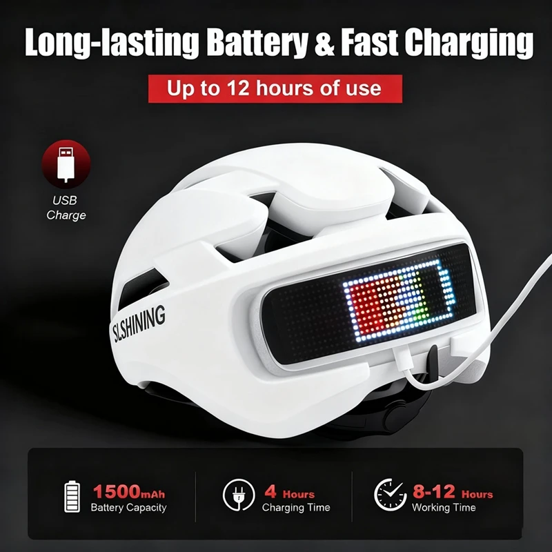 Casco de bicicleta LED con pantalla LED, luz trasera, Control inteligente por aplicación, casco de bicicleta, cascos de ciclismo de carretera