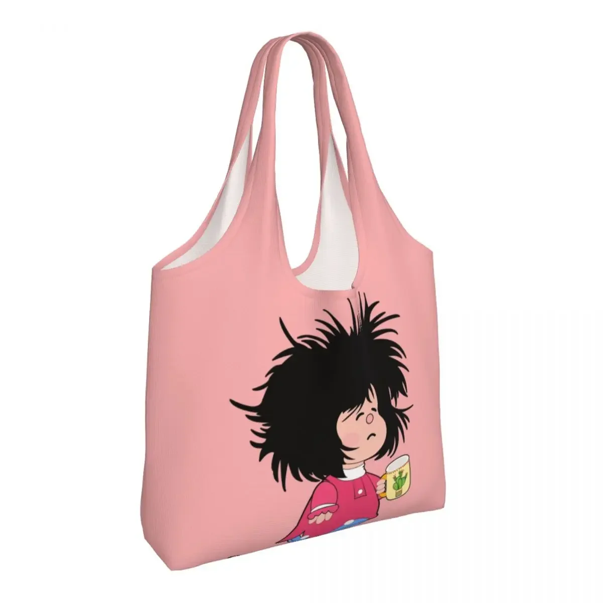 Custom Pinche Monday Mafalda Grocery Shopping Tote Bags Women Quino Argentina Comic Canvas Shoulder Shopper Bags Big Capacity