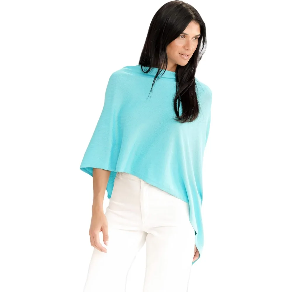 豪華な軽量コットンカシミヤ混紡ポンチョ - コットン95%、カシミヤ5% - どんな機会にも最適な柔らかなギフト