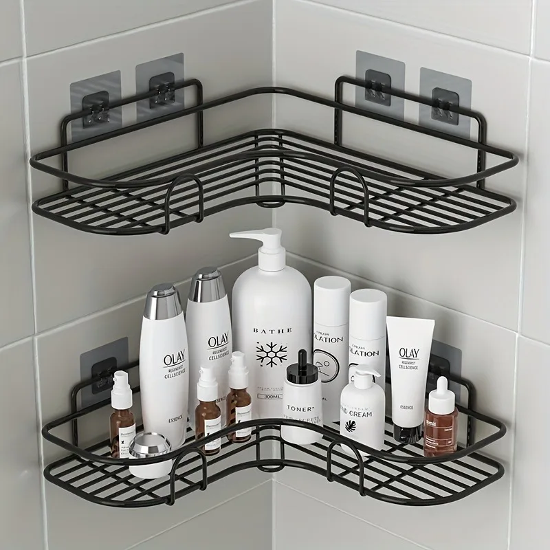 Bathroom Storage Rack Wall-mounted Bathroom Storage Rack Bathroom Accessorie Shampoo Cosmetic Rack Punch-free Metal Storage Rack