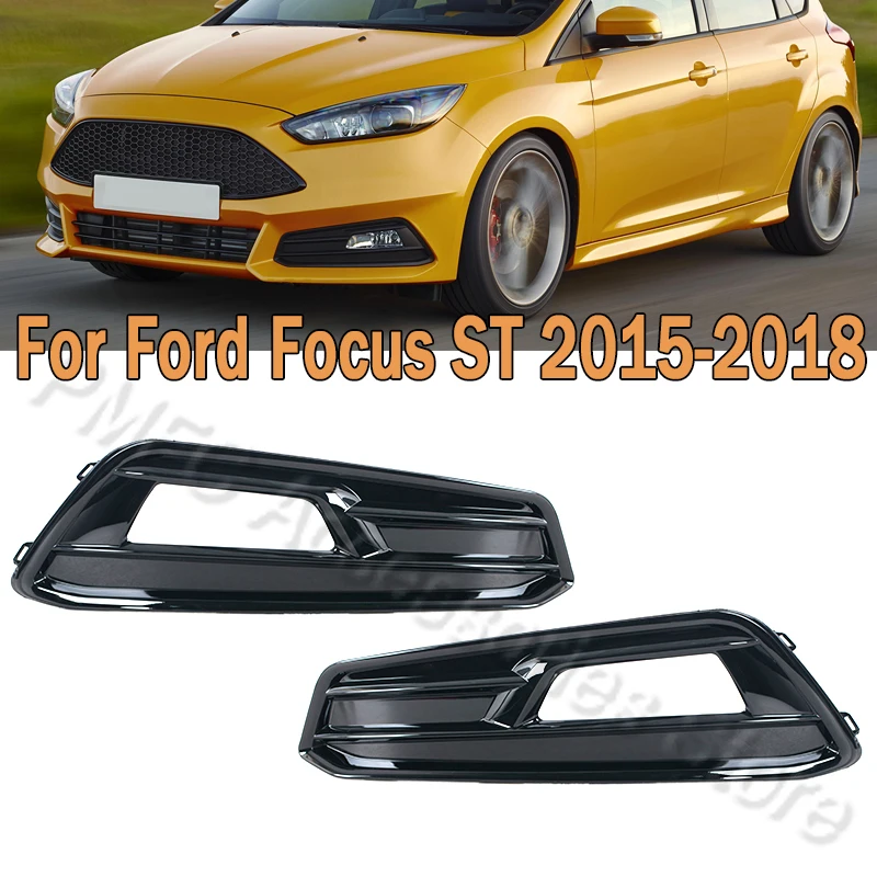 

PMFC Front Bumper Fog Light Cover Grille Foglight Cover Frame Lid Bezel Hole Cover Accessories For Ford Focus ST 2015-2018