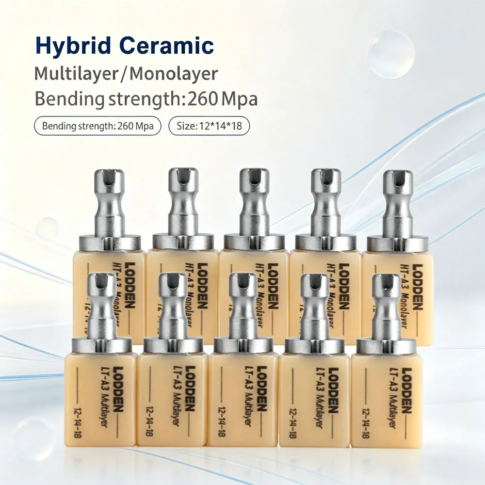 LODDEN 5pcs Multilayer & Monolayer Hybrid Ceramic Dental Composite Resin Ceramics Blocks for ChairsideInstant Restoration