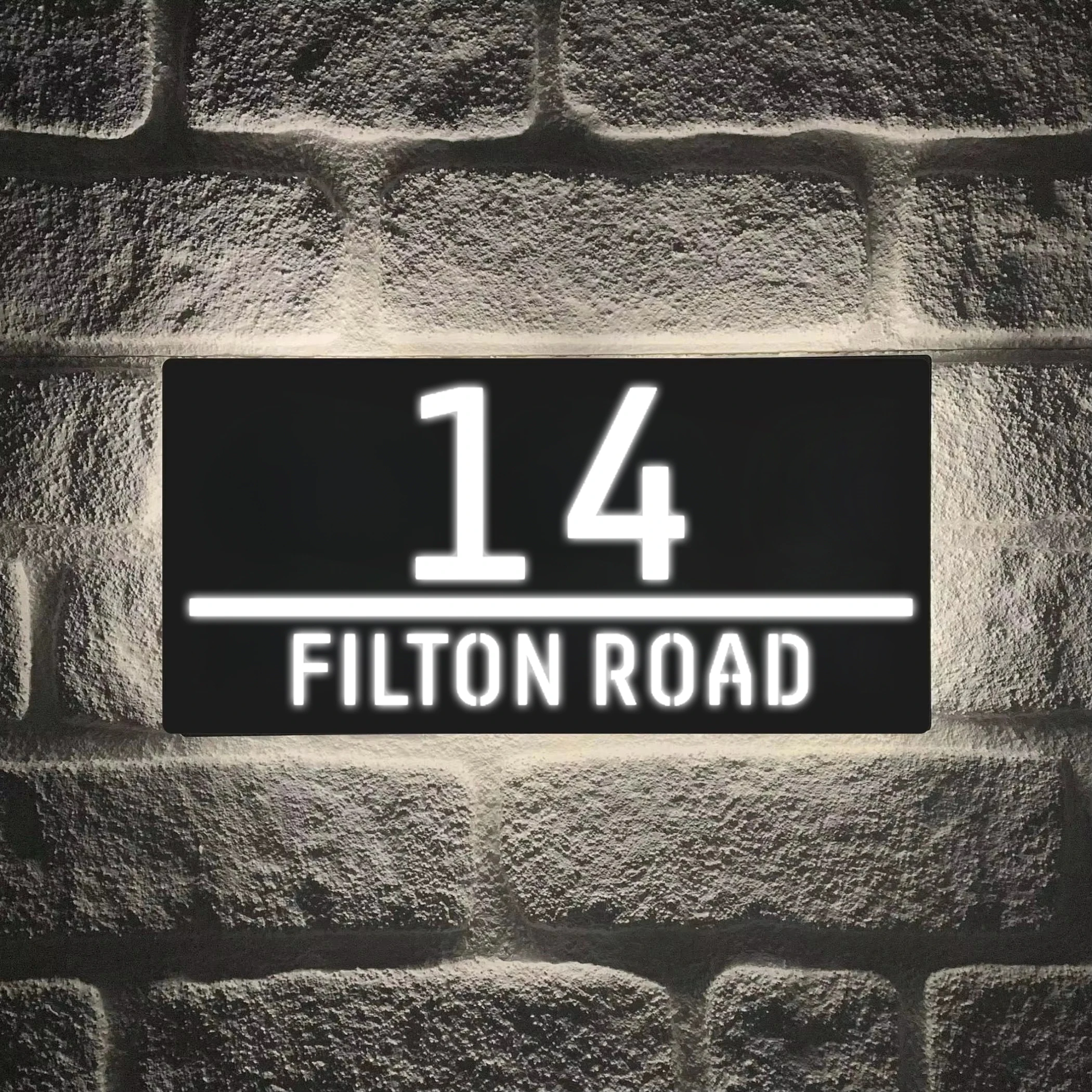 Modern LED Illuminated House Number Sign, Personalized Backlit Address Plaque, Custom Street Name House Sign for Outdoor Display