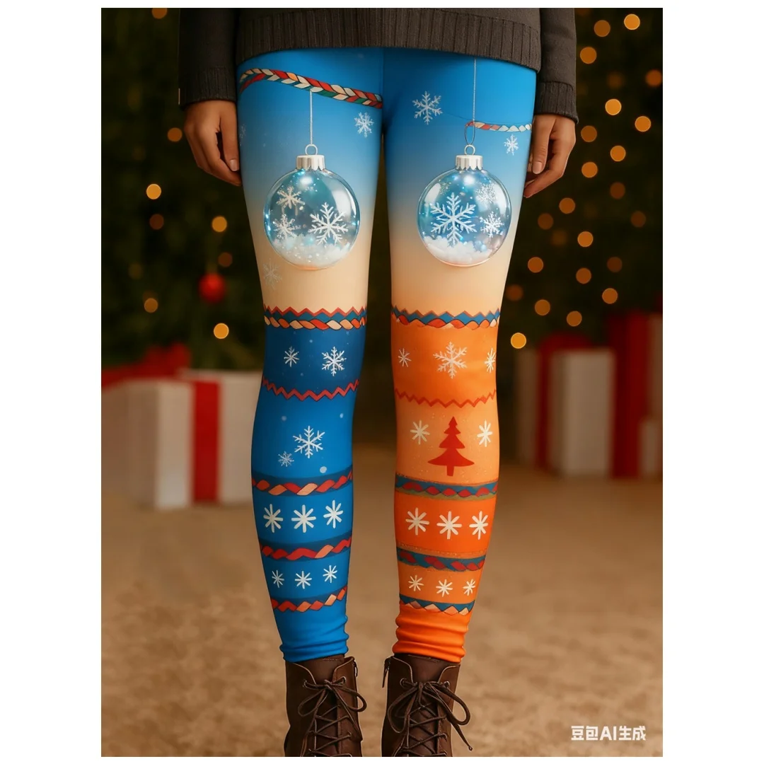 damesbroeken Kerstsfeer Mode Kerstbroeken Elastische yogabroeken Elastische taille Herfst Winter y2k-kleding voor dames