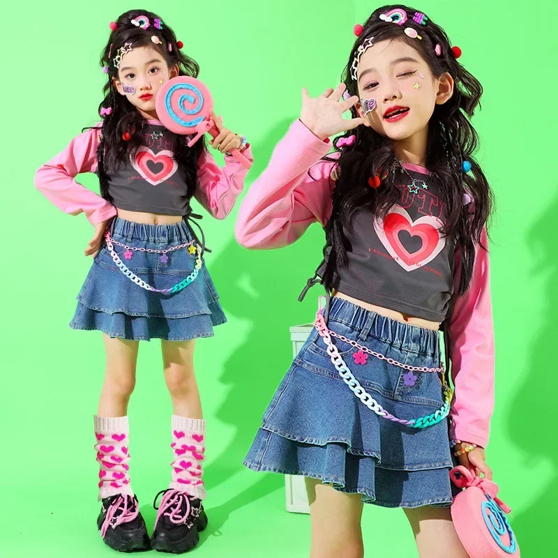 

Girls' Dopamine Cheerleading Performance Clothing Children's Jazz Dance Clothing Kids Hiphop Street Dance Street Show Fashion