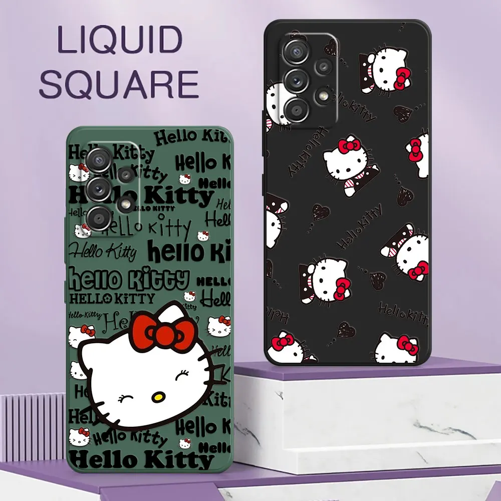 

Cartoon Hello Kitty Square Silicone Phone Case For Samsung Galaxy A13 A14 A21S A21 A22 A23 A24 A11 A12 A02 A03 S A04 Soft Covers