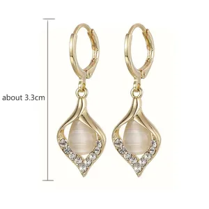 Korean Fashion Angel Eye Earrings Gold Color Banked Rhdouts Incustation Tulipo Petal Argola Earring Female Party Jewelry 12 Main Sales Strass Earring - №8