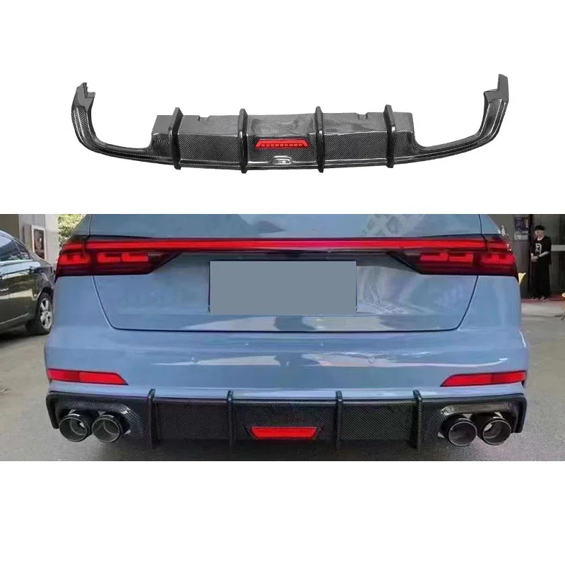 

For 19 Audi A6 C8 Carbon Fiber Rear Lip with Light Diffuser Rear Surround Modified Auto Parts Body Kit