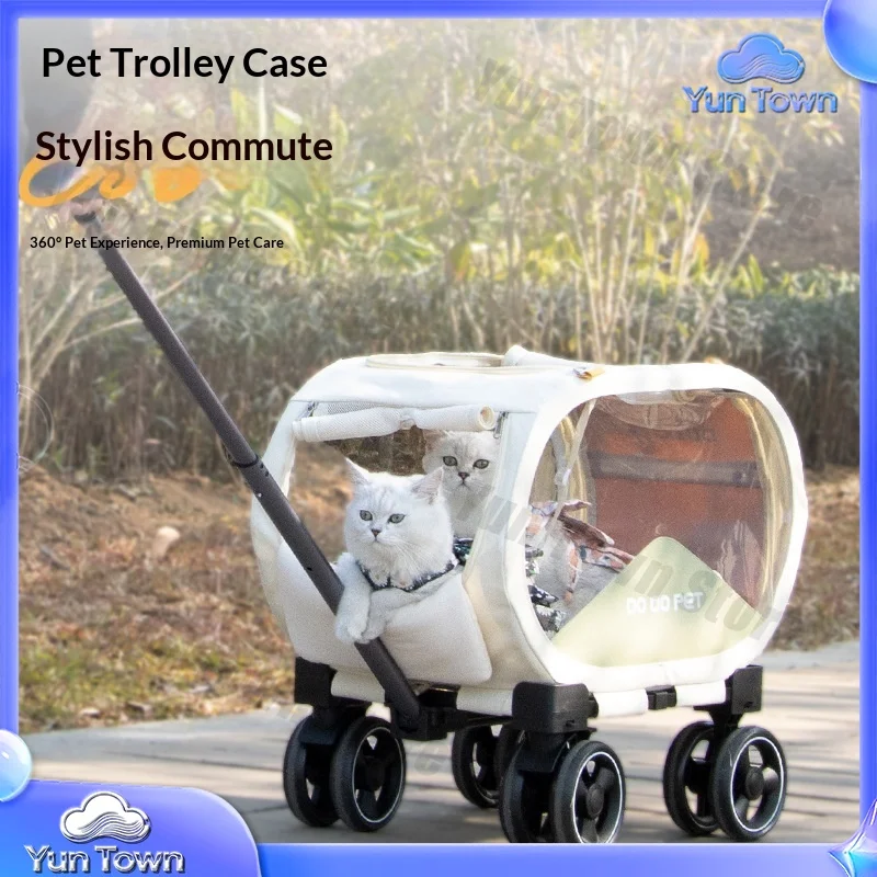 Dodopet cross-border pet cat and dog go out portable folding transparent PVC unsealed car pet trolley case