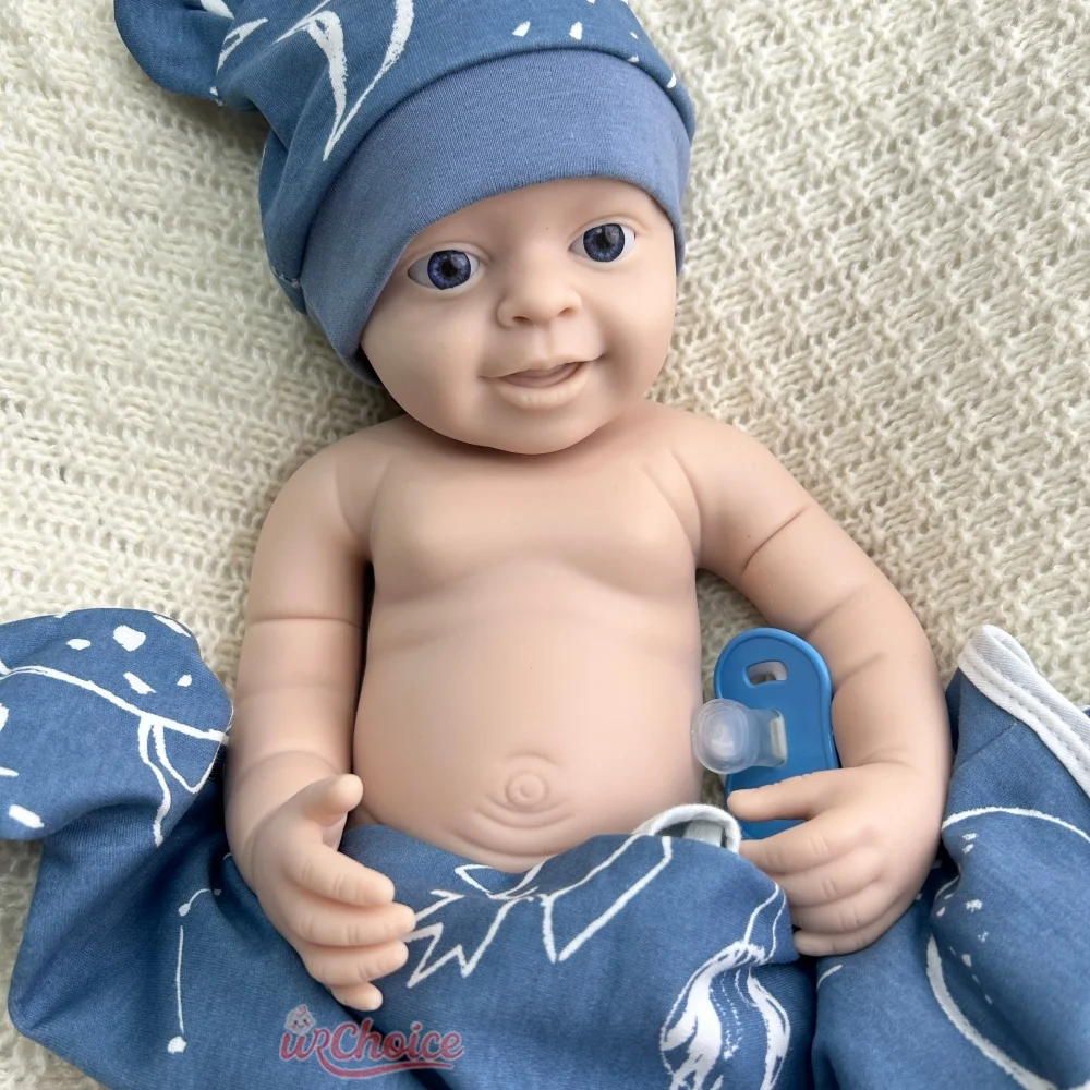 Detalhes realistas Boneca pesada impermeável de toque suave de bebê renascido de silicone em branco de 45cm para produções de artista e cinema