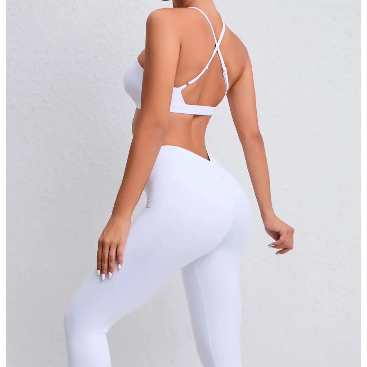 

2PCS Sports Set Women's Sports Set Chest Crossover Yoga Clothes Female Gym Breathable Sports Bra Crop Top Workout Gym Sportswear