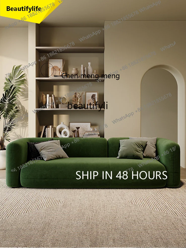 

Nordic Living Room Fabric Craft Sofa Modern Simple Small Apartment Straight Row Sofa e1001