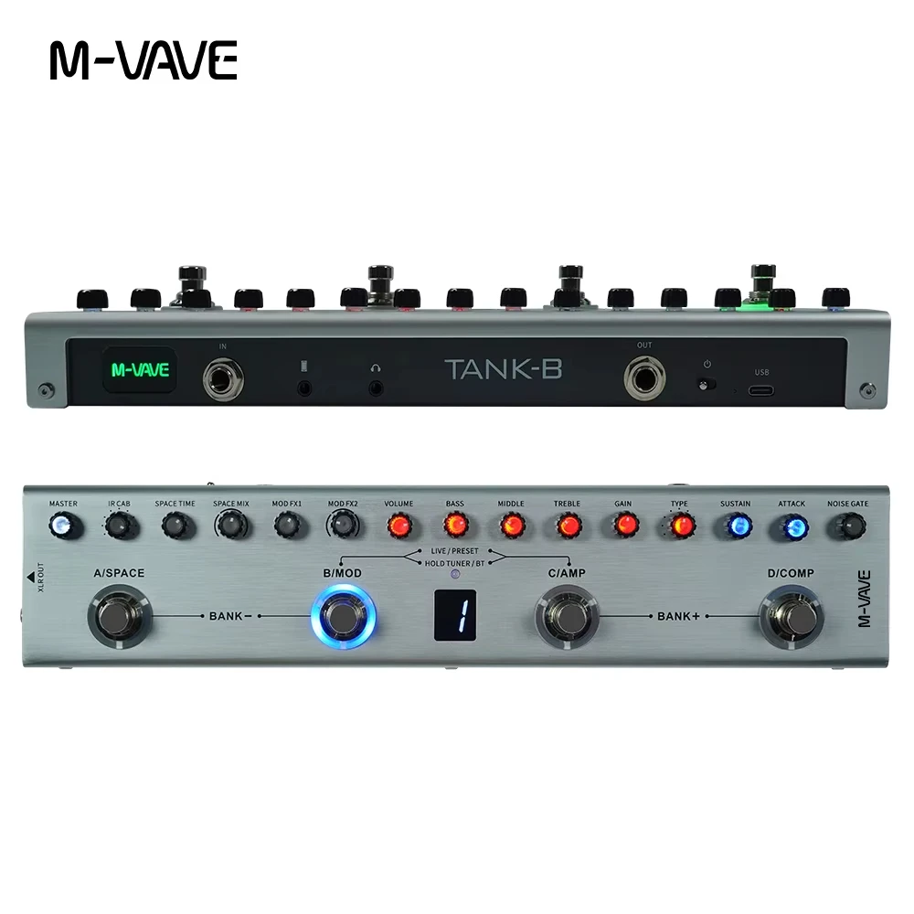 M-VAVE Tank-B/G/MINI Bass Multi-FX Pedal | 36 Presets w/9 Preamp & 8 IR Slots | 3 Mod/Dly/Rvb FX Chains | Type-C Rechargeable image 2