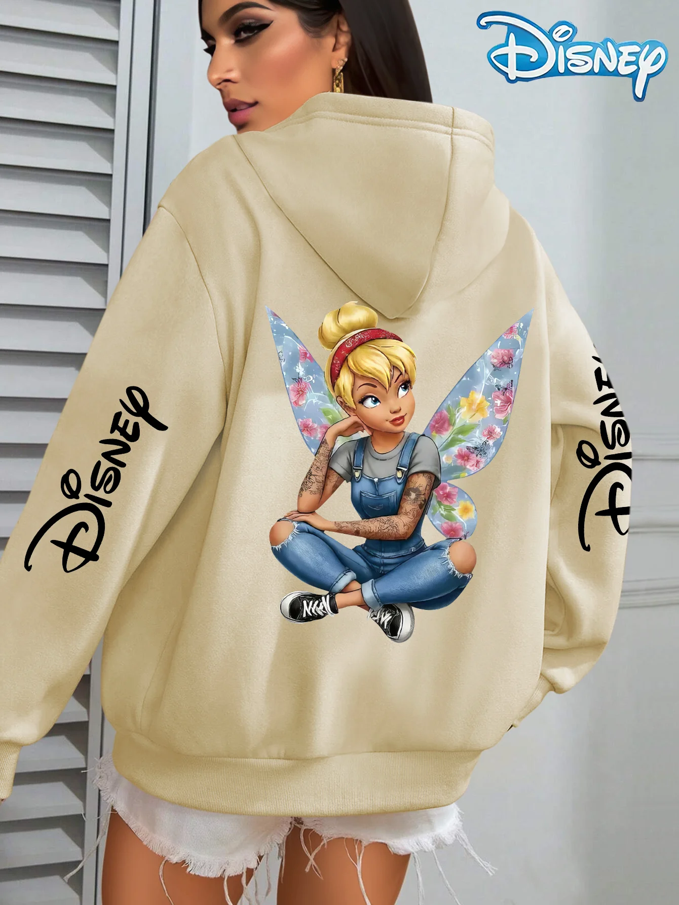 Disney Women'S Tinker Bell Pattern Hoodie-Unisex Autumn and Winter Fleece Hooded Everyday Outdoors Hoodie for Any Occasion