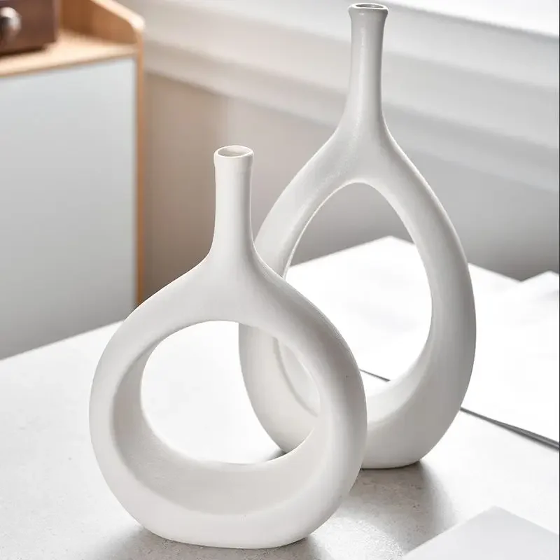 Nordic Simple Niche Modern Ceramic Vase Small Caliber Abstract Art Jewelry Ornament Home Porch Flower Ware