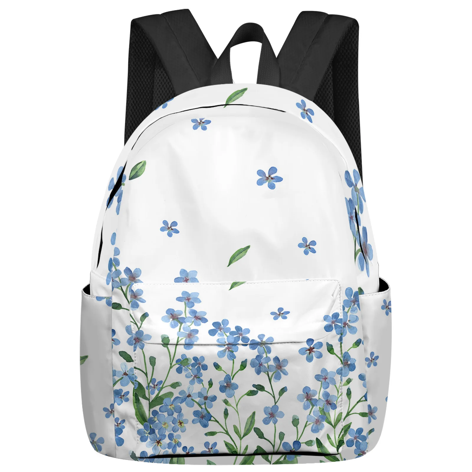 

Watercolor Blue Flowers Farmhouse Countryside Student School Bags Laptop Custom Backpack For Men Women Female Travel Mochila