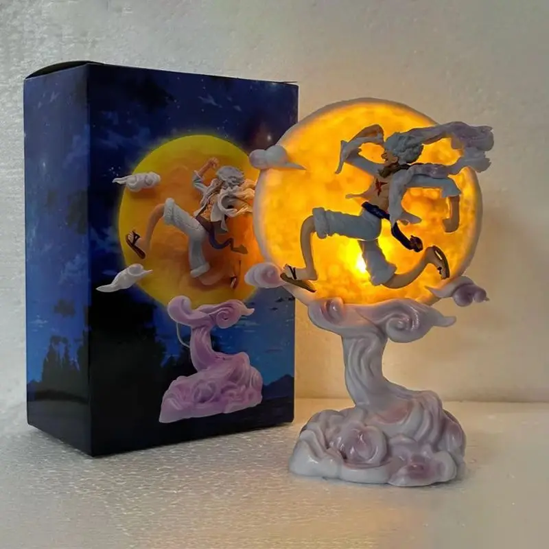 Figura de Anime de una pieza, cabeza de toro y Luna, Nika Monkey D Luffy con luz de luna, figura de acción Gk, modelo de estatua, colección de juguetes, regalo