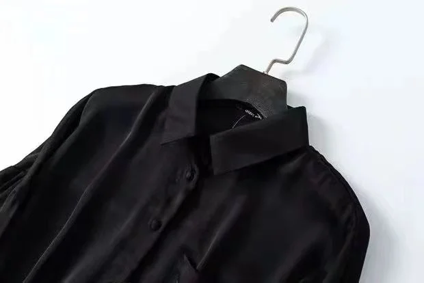 Ket semplice da donna Midi irt Trendy coreano Sle Long Sve Loose Fit Pure Color Pendolarismo Sle Button down Ne