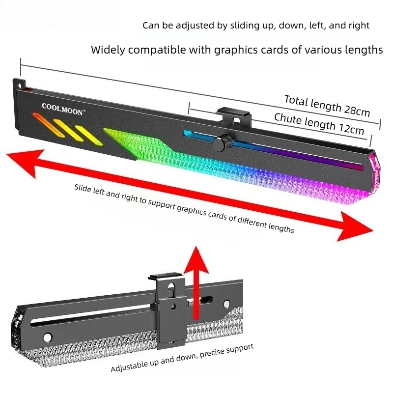 Dragon Scales GPU Support Bracket Horizontal Mount Aluminum Alloy GPU Holder with ARGB Sync for PC Graphics Card