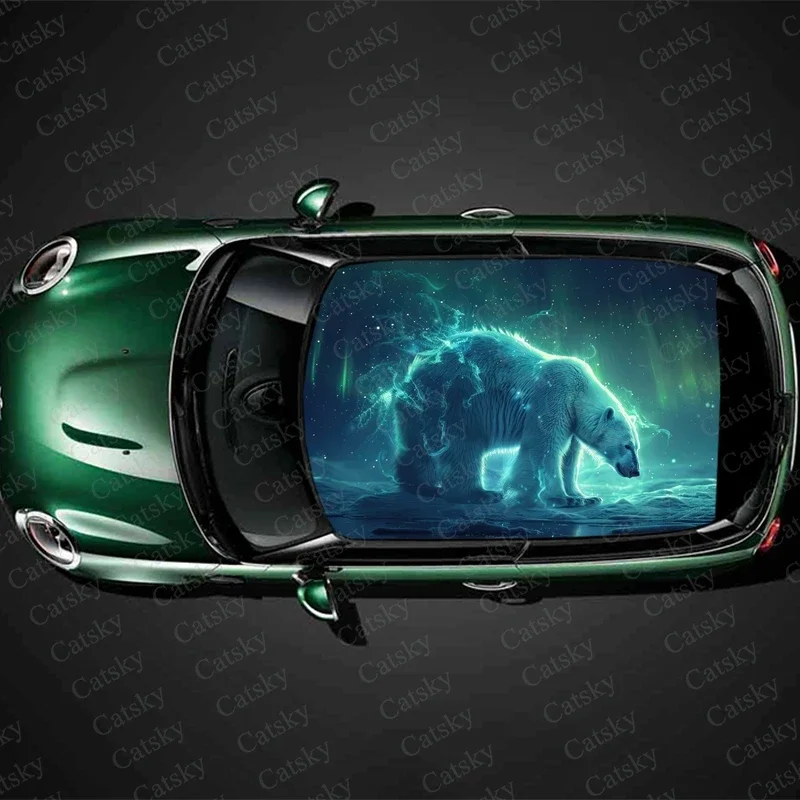 

Aurora Bore with Polar Bear Car Roof Sticker Wrap Racing SUV Accessories Packaging Painted PVC Custom Car Graphic Decal