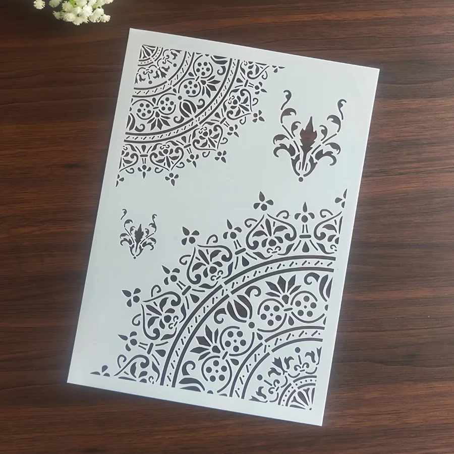 استنسل ماندالا PET - قالب فني هندسي قابل لإعادة الاستخدام لطلاء الحائط والحرف اليدوية