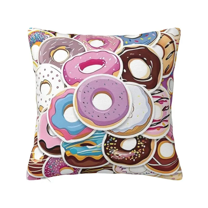 

Custom Chocolate Donut Doughnut Pillow Case Decoration Fashion Funny Pattern Food Cushions for Sofa Square Pillowcase