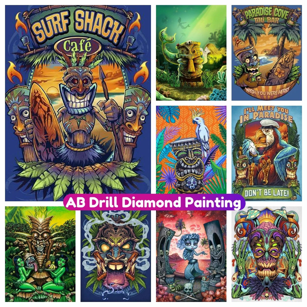 

Tiki AB Diamond Painting Aloha Hawaii Tiki Bar 5D DIY Mosaic Pictures Embroidery Cross Stitch Kit Rhinestone Home Decor Gift