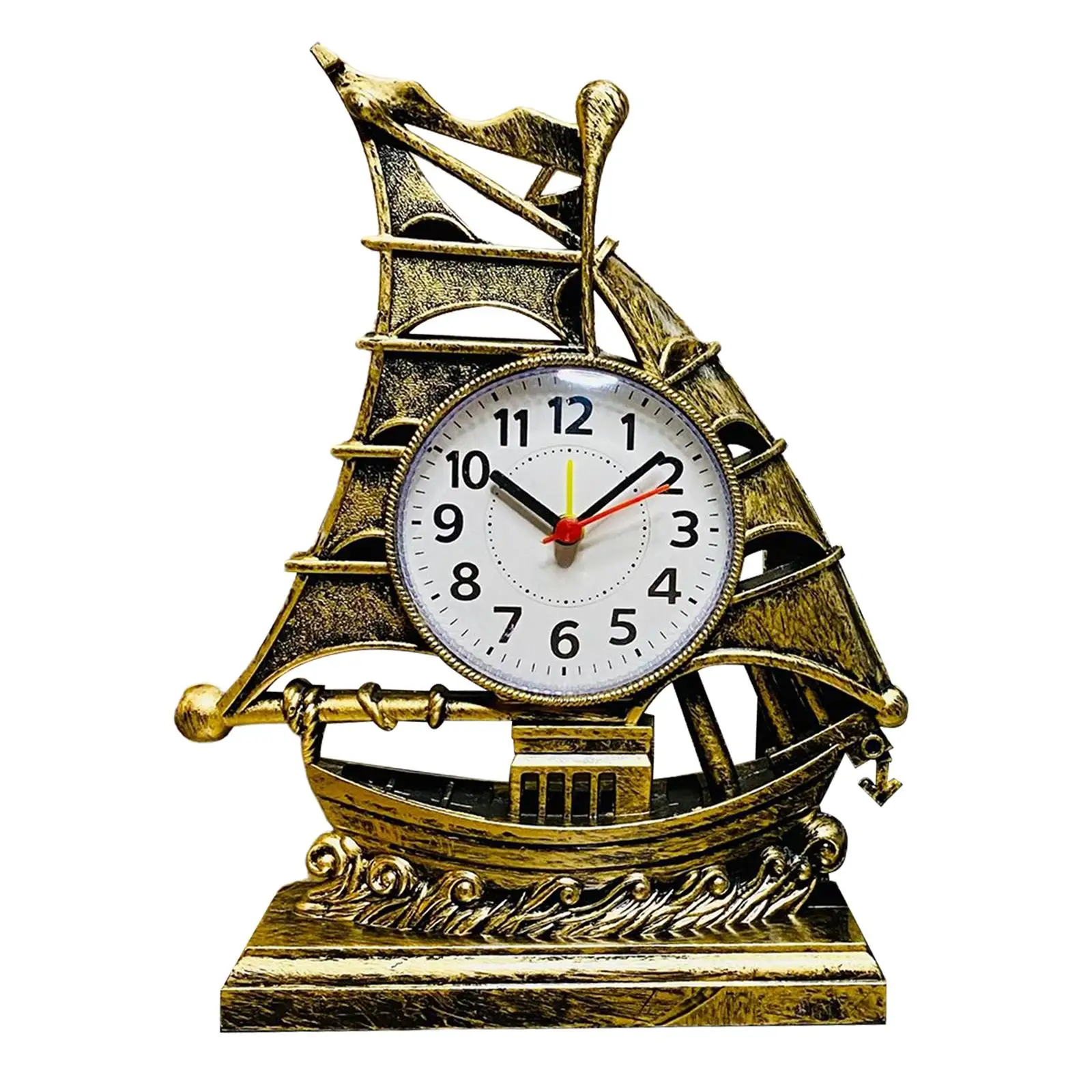 Desk Clock Sailing Figurine Ornament Alarm Clock for Bedroom Kitchen Adults