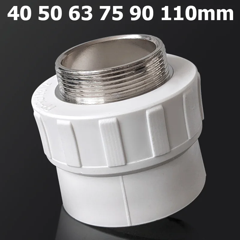 PPR Male Thread Adapter 40/50/63/75/90/110mm Plastic Iron Connector 1-1/4