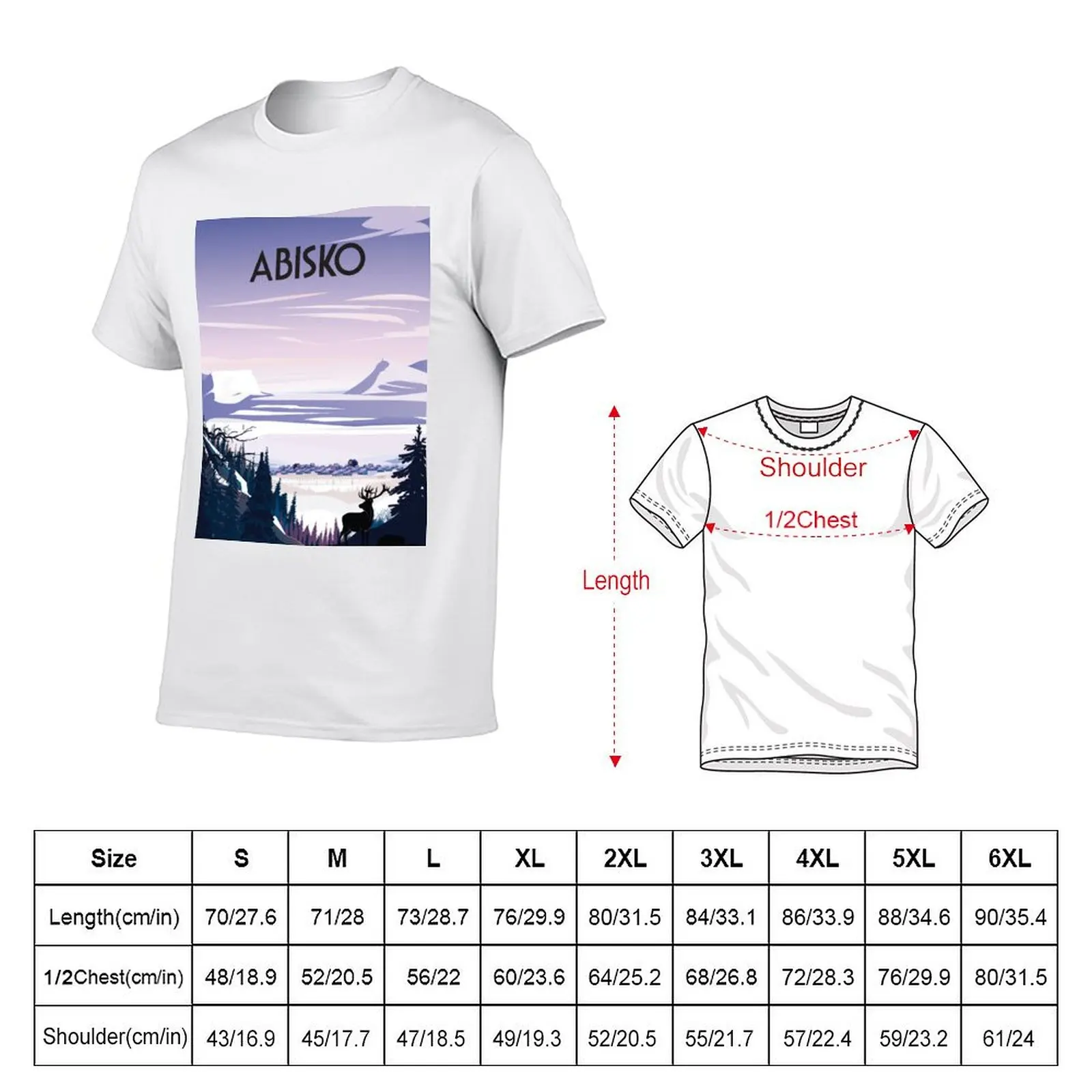 Abisko sweden landscape poster T-Shirt man t shirt heavy cotton t shirts for man cotton funny man t shirt summer T-Shirt