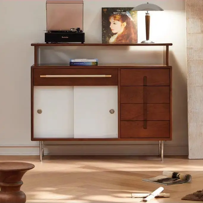 Medieval style dining side cabinet, locker, integrated storage cabinet against the wall, solid wood living room storage