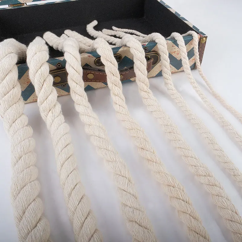 4-20mm Cotton Braided Rope Twine Natural Cotton Macrame Cords for DIY Crafts Home Decor Knitting Material Wedding Ropes