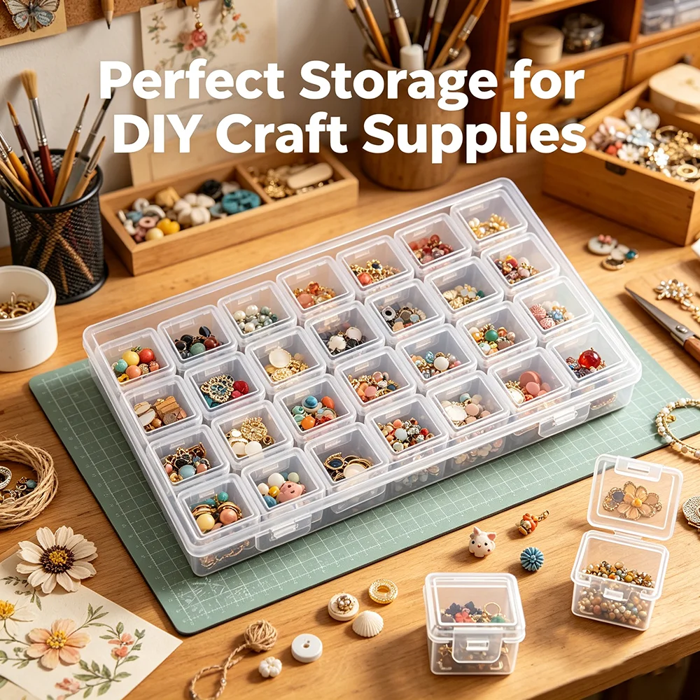 6/9/16/28pcs Clear Plastic Storage Box Set for Beads,Jewelry & Craft Supplies Portable,Stackable Organizers with Individual Lids