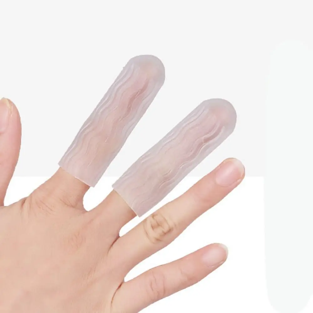 1 Pair Silicone Finger Cover Skin White Transparent Water Grain Style Finger Cots Anti-abrasion Comfortable