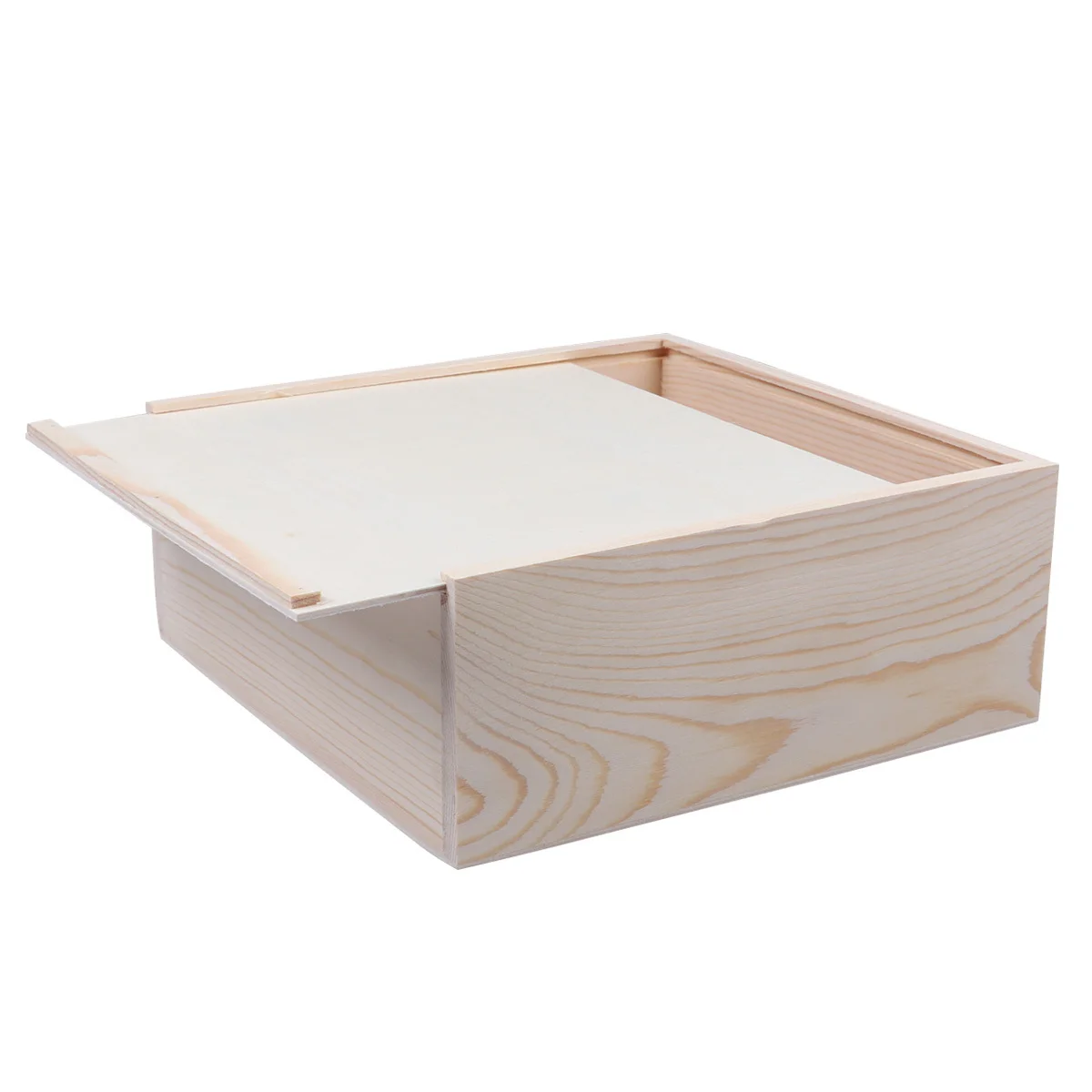 1pc 14.7X14.6X7.6Cm Push Top Wooden Box Square Storage Case For Jewelry Ring Bracelet Gift Packaging Wedding Birthday Holiday